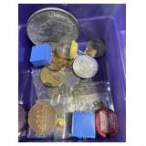 SMALL STORAGE CONTAINER W/PINS, CHANGE PURSE, SMALL STORAGE CONTAINER W/PINS, CHANGE PURSE,