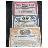 3 VTG. STOCK SHARES CERTIFICATES 3 VTG. STOCK SHARES CERTIFICATES