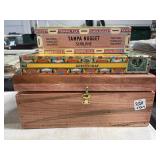 1 WOODEN STORAGE BOX- 12 X 9 X 5 & 2 CIGAR BOXES 1 WOODEN STORAGE BOX- 12 X 9 X 5 & 2 CIGAR BOXES