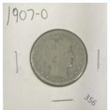 1907-O BARBER QUARTER
