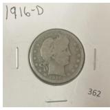 1916-D BARBER QUARTER