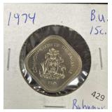 1974 BAHAMAS 15 CENT (BRILLIANT UNC.)