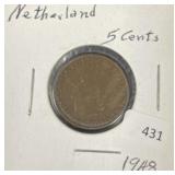 1948 NETHERLANDS 5 CENTS