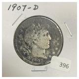 1907-D BARBER HALF DOLLAR