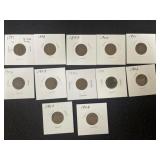 LOT OF (12) DIFFERENT DATE INDIAN PENNIES
