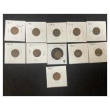 LOT OF (11) ASSORTED INDIAN PENNIES