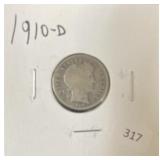 1910-D BARBER DIME