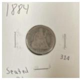 1884 SEATED LIBERTY DIME