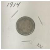 1914 BARBER DIME