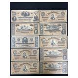 LOT OF (10) REPLICA CONFEDERATE NOTES