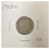 1908-O BARBER DIME