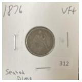 1876 SEATED LIBERTY DIME