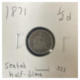 1871 SEATED LIBERTY HALF DIME