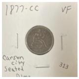 1877-CC SEATED LIBERTY DIME