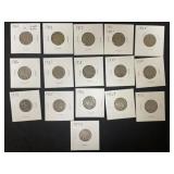 LOT OF (16) DIFFERENT DATE BUFFALO NICKELS