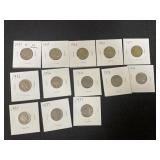 LOT OF (13) ASSORTED BUFFALO NICKELS