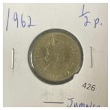 1962 JAMAICA 1/2 PENNY
