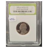 1981-S WASHINGTON QUARTER - IN A LINCOLN CENT SLAB