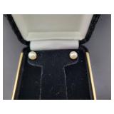 CULTURED PEARL STUD EARRINGS W/14K GOLD POSTS -