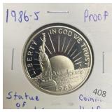 1986 STATUE OF LIBERTY PROOF HALF DOLLAR