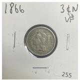1866 THREE CENT NICKEL