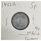 1942-A GERMAN 3RD REICH 5 PFENNIG