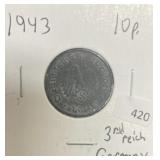 1943 GERMAN 3RD REICH 10 PFENNIG