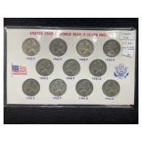 COMPLETE SET OF (11) SILVER WAR NICKELS