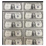 LOT OF (10) CONSECUTIVE SERIAL # UNCIRCULATED