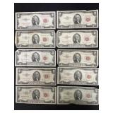 LOT OF (10) RED SEAL $2