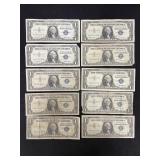 LOT OF (10) 1957 SILVER CERTIFICATES