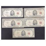 LOT OF (5) RED SEAL $5