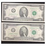 LOT OF (2) CONSECUTIVE SERIAL #