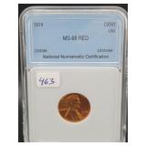 1974 LINCOLN CENT - NNC GRADED: MS68 RED
