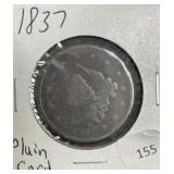 1837 (PLAIN CORD) LARGE CENT