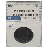 1963 FRANKLIN HALF DOLLAR - PCI GRADED: PR69 DCAM