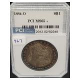 1884-O MORGAN SILVER DOLLAR - PCI GRADED: MS65 +