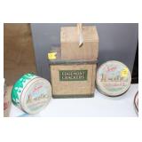 3 ADVERTISING TINS W/HOME MADE BUTTER MOLD 3 ADVERTISING TINS W/HOME MADE BUTTER MOLD