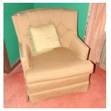 GOLD AND RED UPHOLSTERED CHAIR GOLD AND RED UPHOLSTERED CHAIR