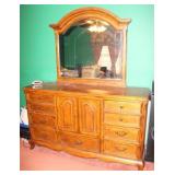OAK DRESSER 68" X 40" X 19" W/MIRROR - 84" TAL OAK DRESSER 68" X 40" X 19" W/MIRROR - 84" TAL