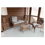WICKER LOVESEAT CHAIR AND END TABLE W/DRAWER WICKER LOVESEAT CHAIR AND END TABLE W/DRAWER