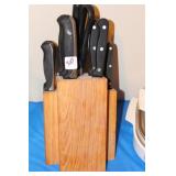 BUTCHER BLOCK KNIFE SET - J.A. HENCKLES AND BUTCHER BLOCK KNIFE SET - J.A. HENCKLES AND