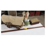 ANGEL, WALKING STICK, INLAID BOX AND WAGON ANGEL, WALKING STICK, INLAID BOX AND WAGON