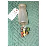 HALF PINT MILK BOTTLE W/MARBLES HALF PINT MILK BOTTLE W/MARBLES