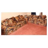 FLORAL SOFA, LOVE SEAT, GLASS TOP COFFEE TABLE FLORAL SOFA, LOVE SEAT, GLASS TOP COFFEE TABLE