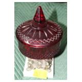 RUBY RED ON MARBLE CANDY DISH RUBY RED ON MARBLE CANDY DISH