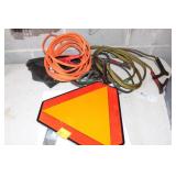 3 PAIR JUMPER CABLES AND HAZARD SIGN 3 PAIR JUMPER CABLES AND HAZARD SIGN