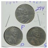 1943-P, D & S STEEL LINCOLN CENTS 1943-P, D & S STEEL LINCOLN CENTS