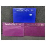 (3) MINT PROOF SETS: 1983 - 1985 (3) MINT PROOF SETS: 1983 - 1985
