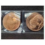 (2) GOLDEN STATE MINT BUFFALO 1 OZ COPPER (2) GOLDEN STATE MINT BUFFALO 1 OZ COPPER